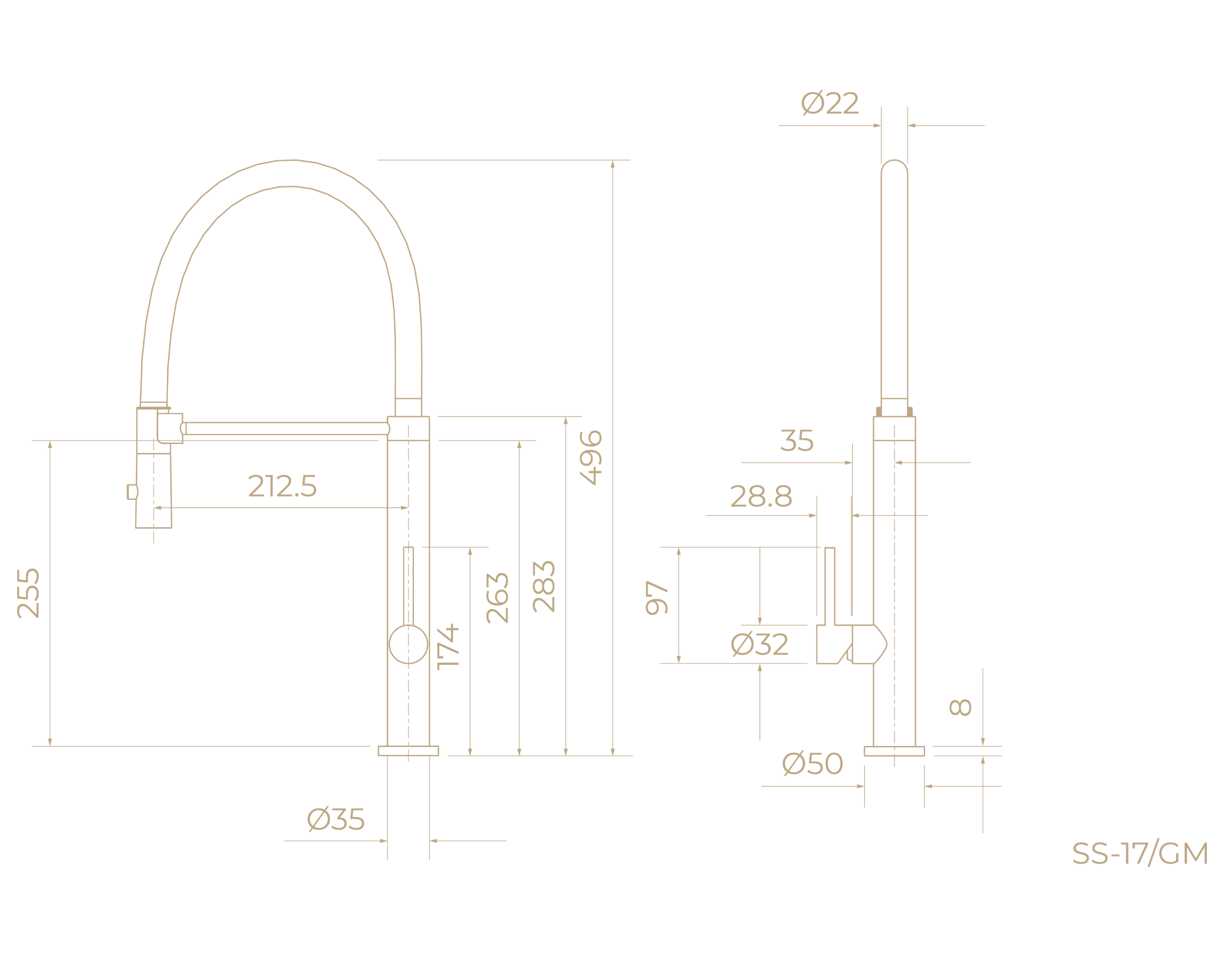 Смеситель для кухни SS-17/GM